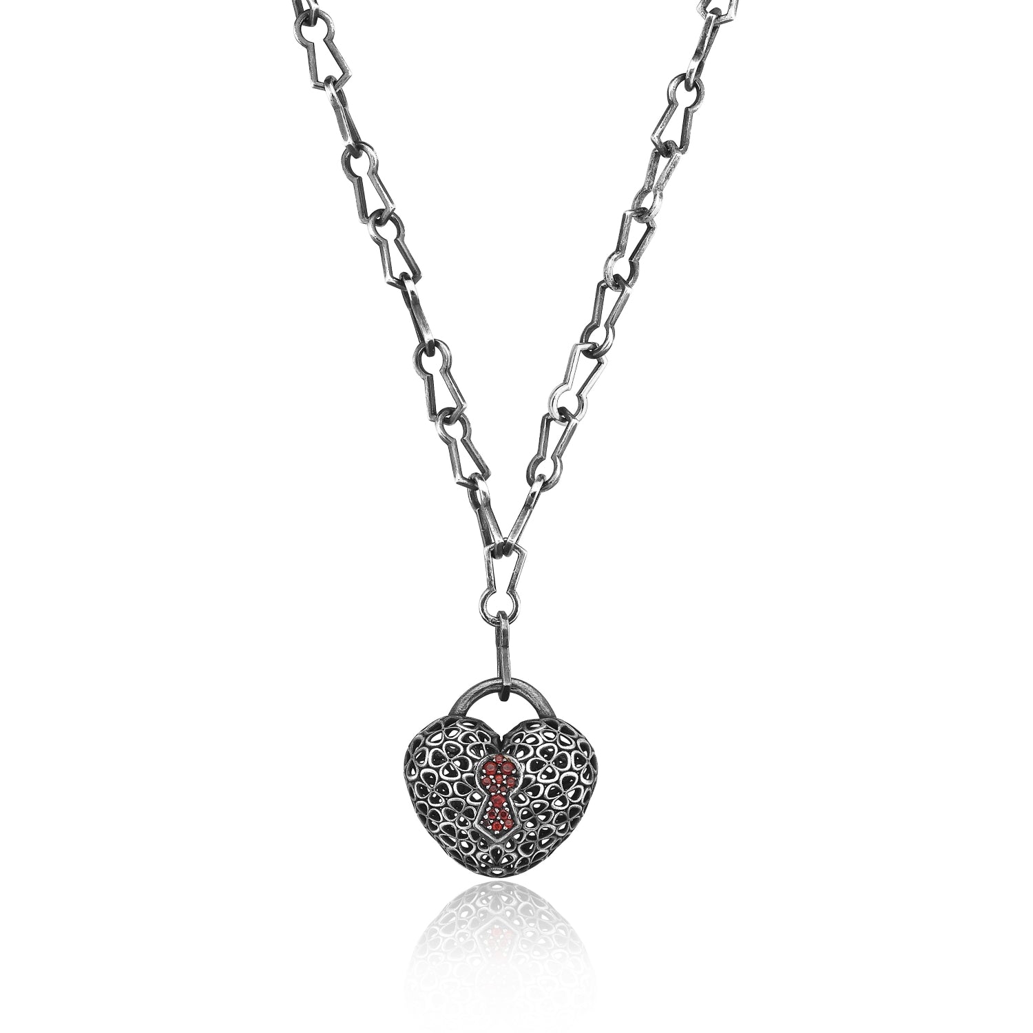 Heart Necklace With Ruby Keyhole