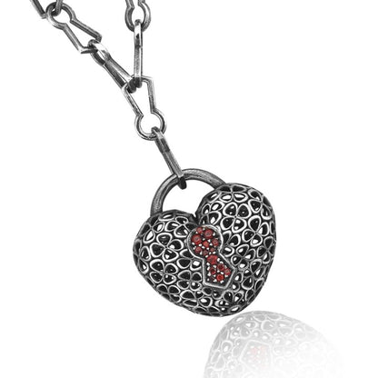 Heart Necklace With Ruby Keyhole