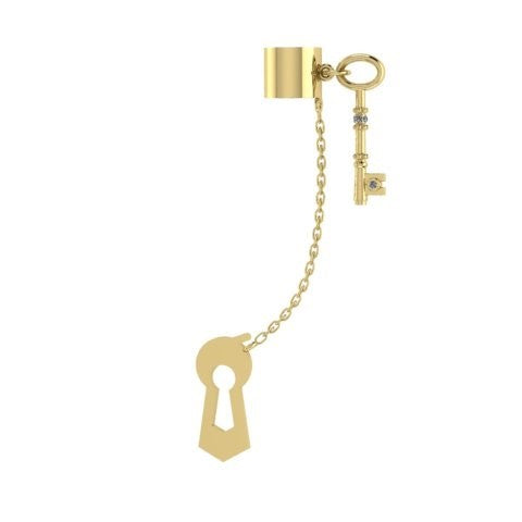 Keyhole Chain Earcuff With Key