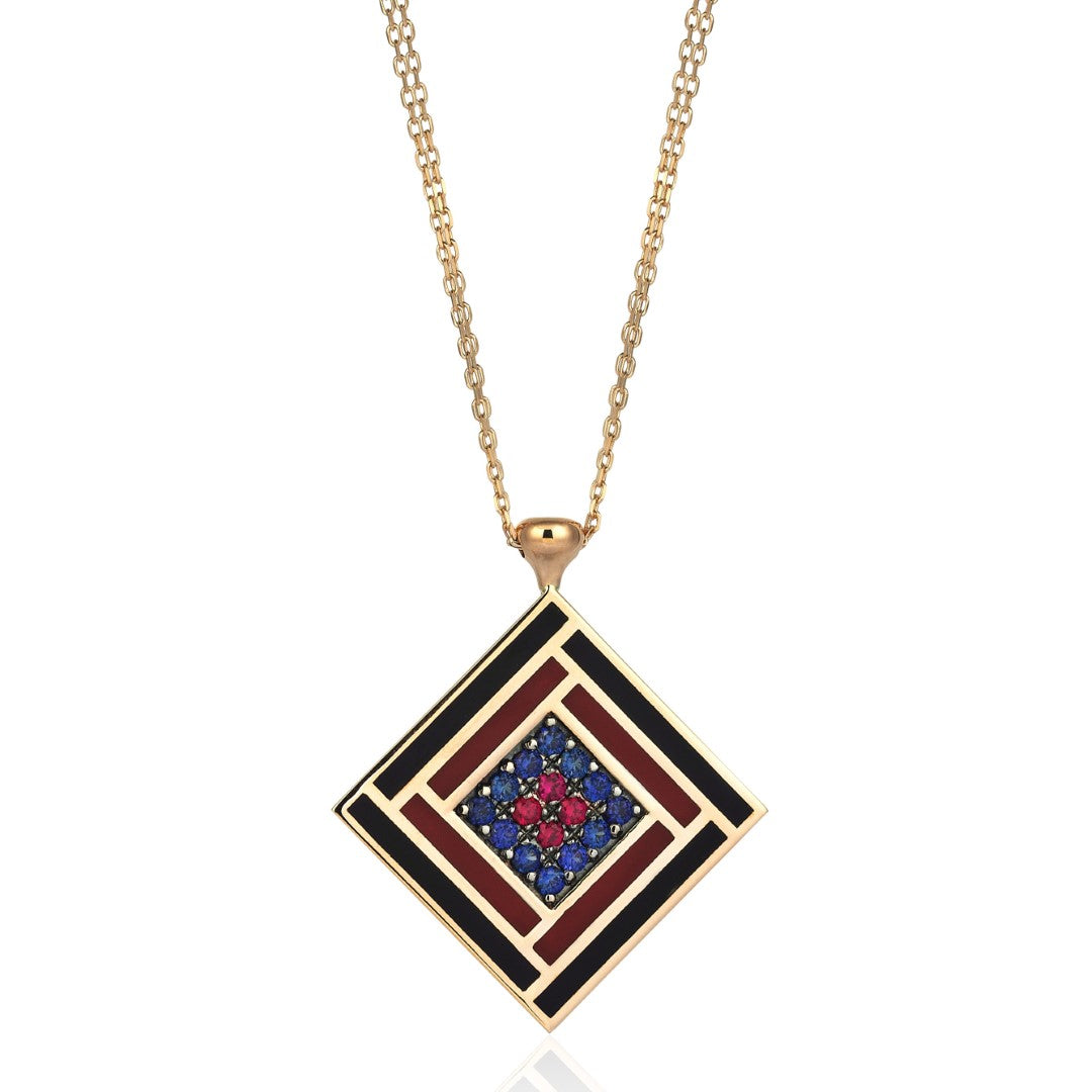 Square Enameled Necklace