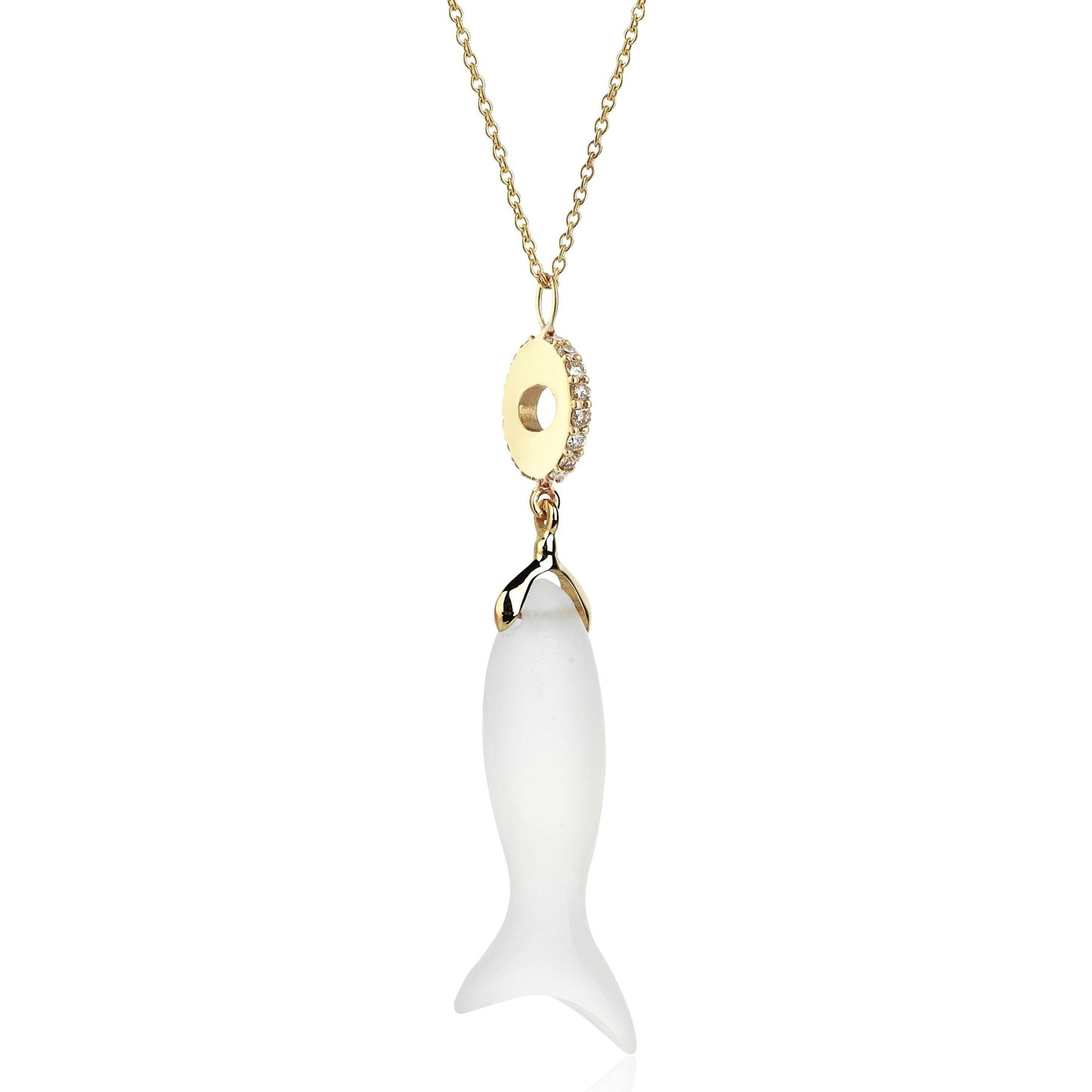 Cyrstal Quartz Fish Necklace